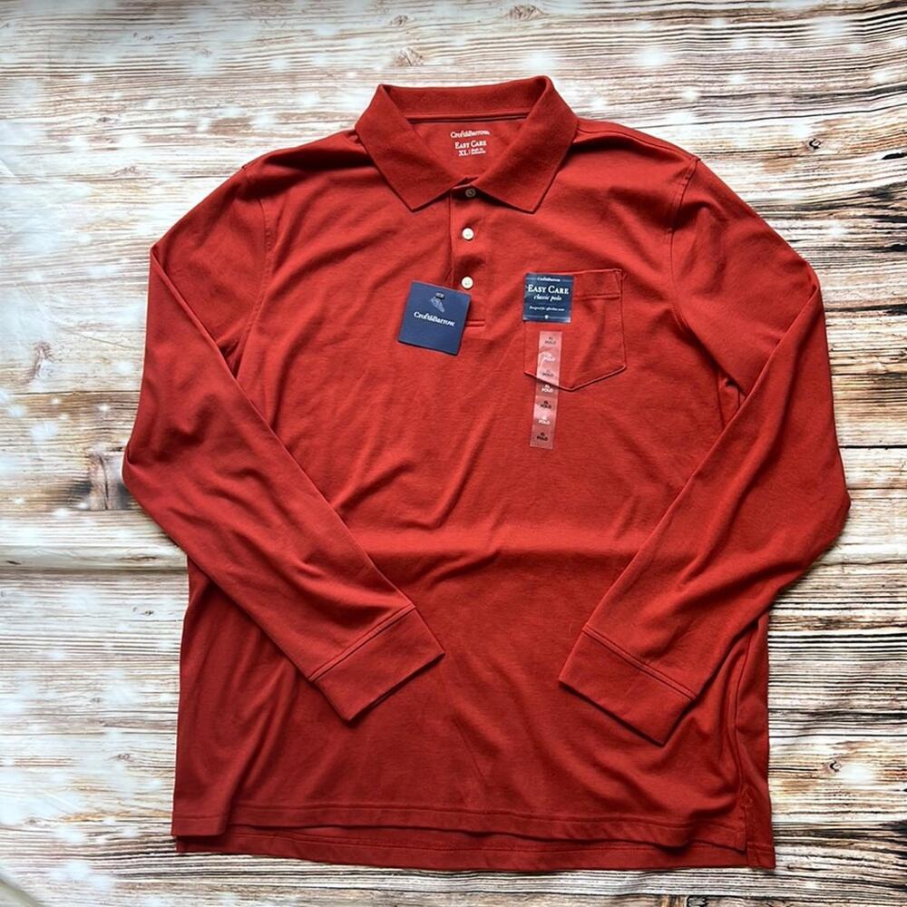 🖤 NWT Men’s Croft & Barrow Easy care Long Sleeve Polo